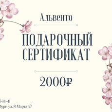 Подарочный сертификат №2 - alwento.ru – Екатеринбург